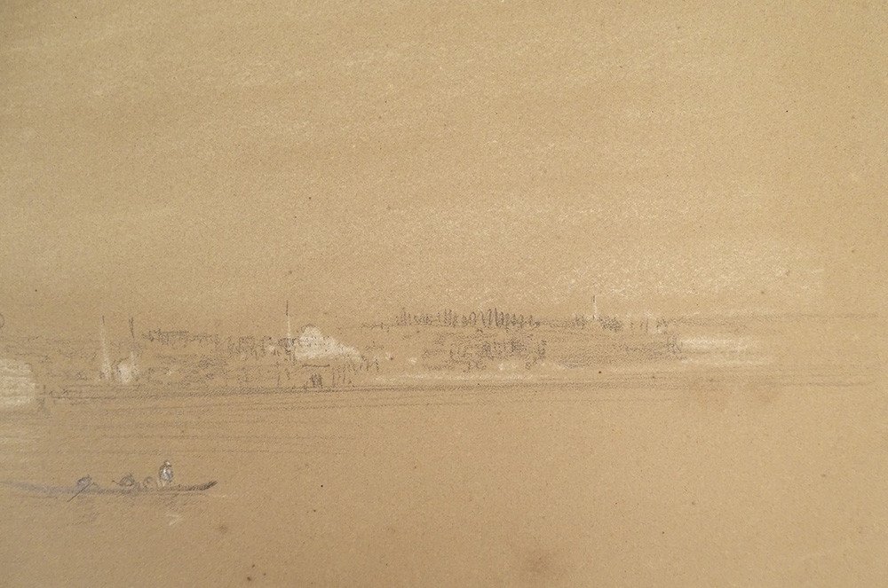 Dessin Théodore Gudin Arrivée Constantinople Turquie Paysage Mosquée 1839-photo-1