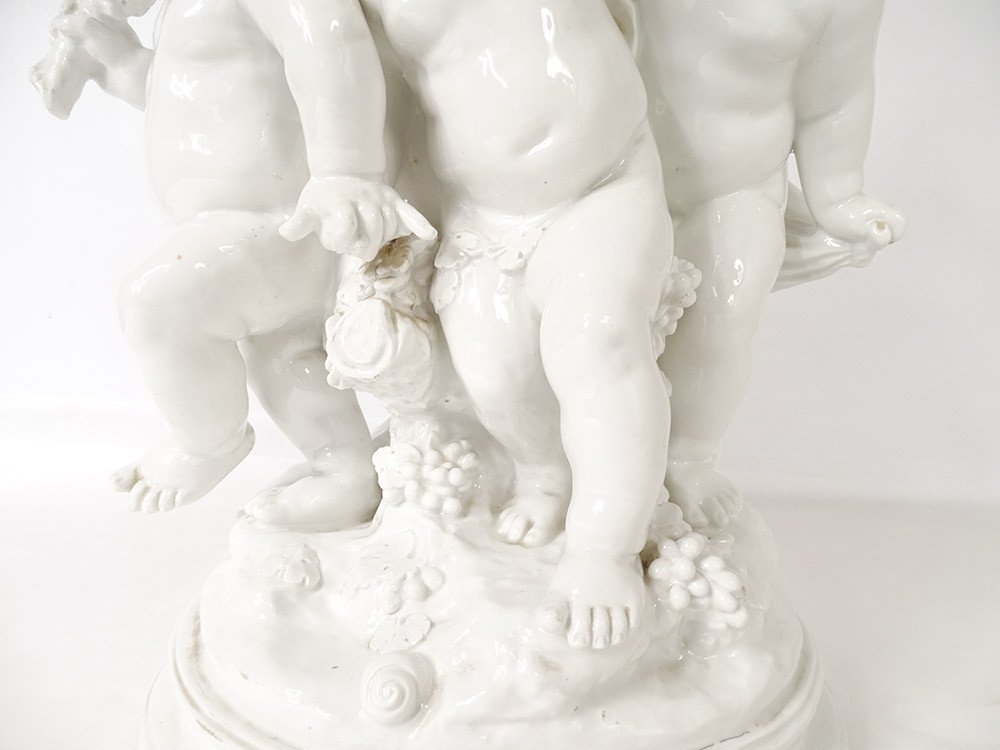 Sculpture Auguste Moreau Group Cherubs Putti Enamelled Porcelain XIXth-photo-4