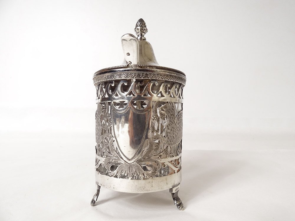 Mustard Pot 4 Salerons Sterling Silver Rooster Winged Griffons First Empire XIXth-photo-2