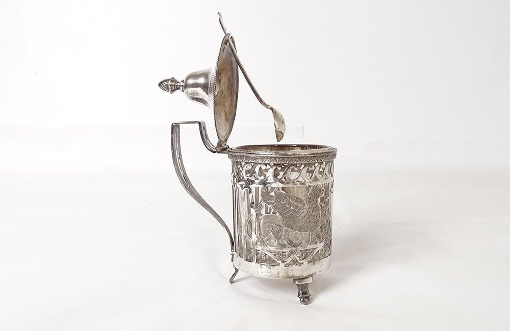 Mustard Pot 4 Salerons Sterling Silver Rooster Winged Griffons First Empire XIXth-photo-1
