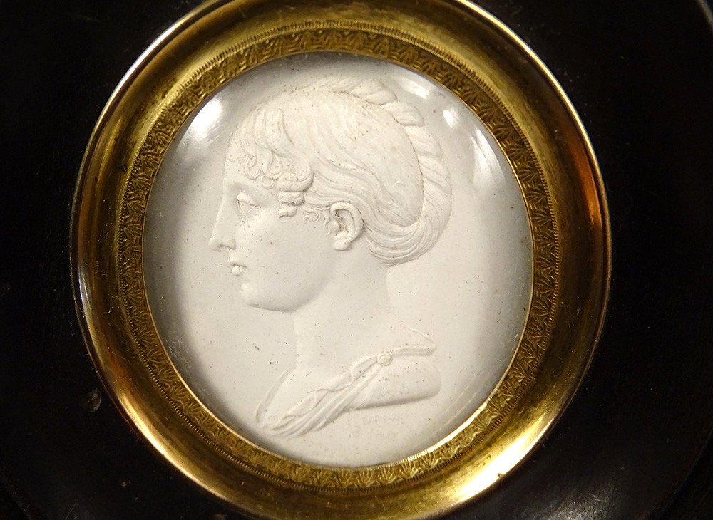 Portrait Profil Jeune Fille Empire Plâtre Romain-Vincent Jeuffroy Cadre 19è
