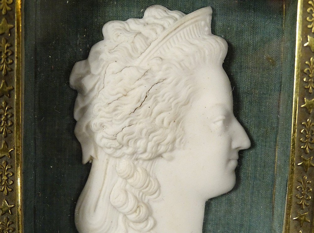 Portrait Profil Biscuit Buste Reine Marie-Antoinette Miniature Début XIXème-photo-4