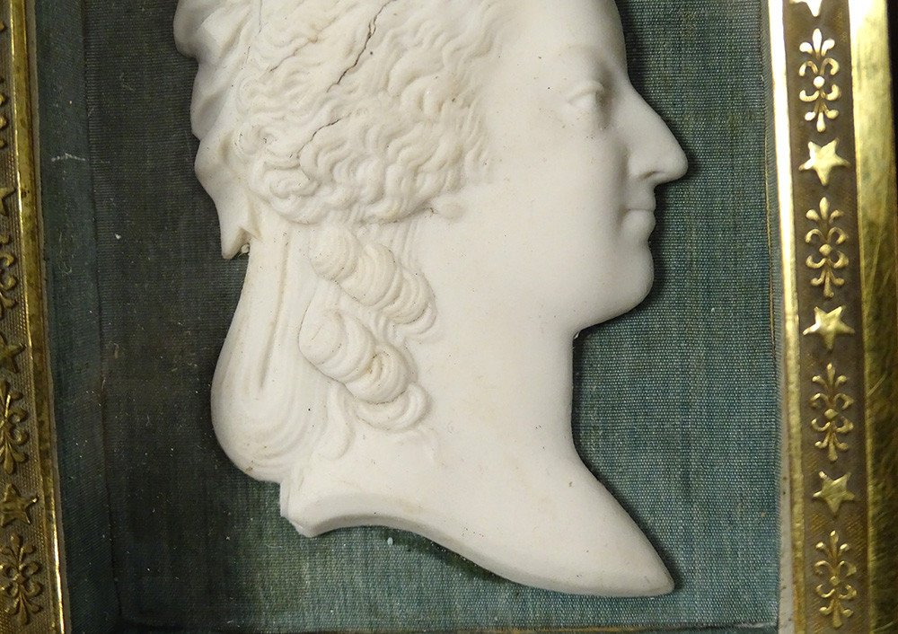 Portrait Profil Biscuit Buste Reine Marie-Antoinette Miniature Début XIXème-photo-1
