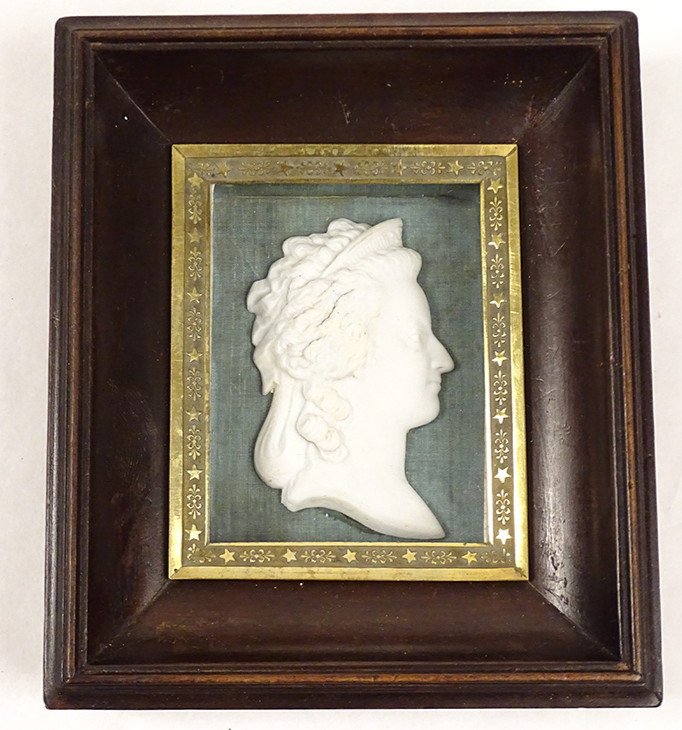 Portrait Profil Biscuit Buste Reine Marie-Antoinette Miniature Début XIXème