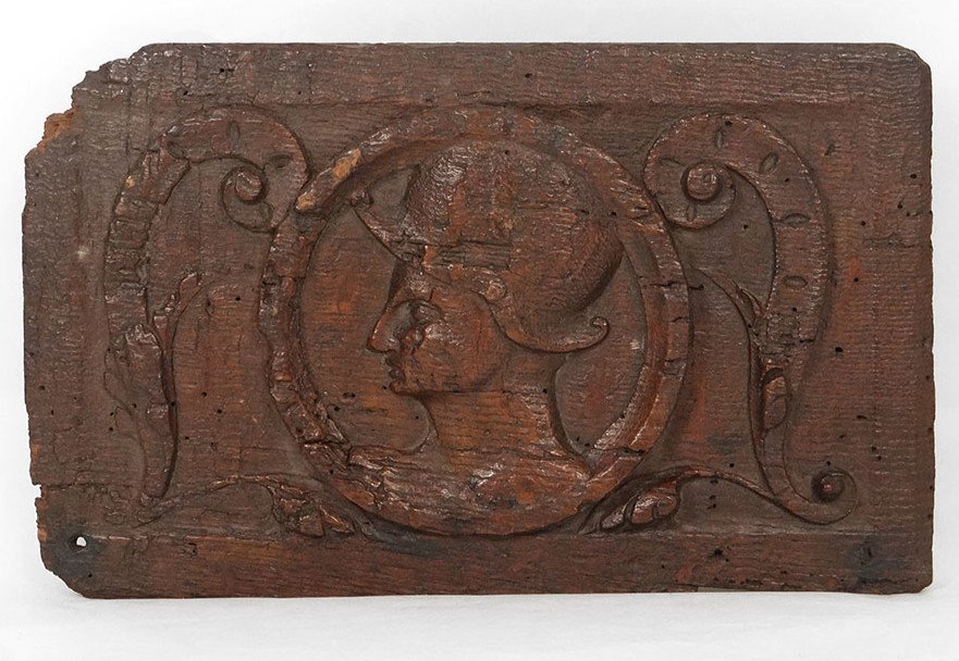 Decorative Panel Carved Wood Character Profile Haute Epoque XVII