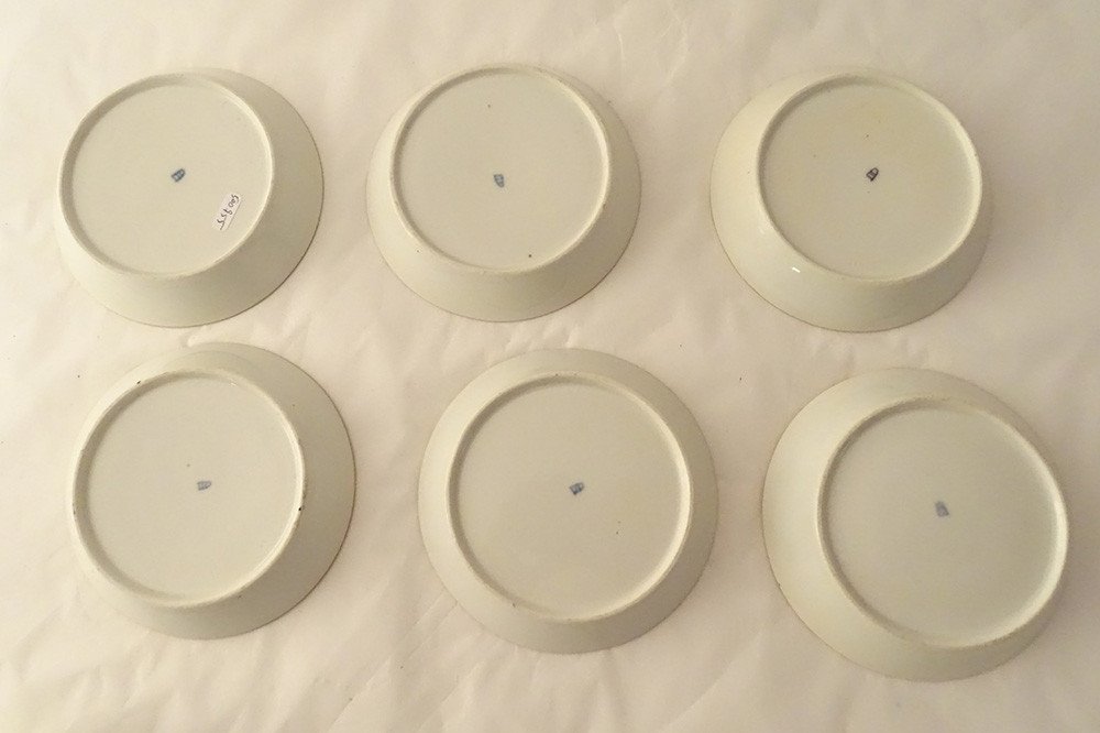 6 Vienna Grisaille Porcelain Cups Landscapes Castles Ponds Early XIXth-photo-1