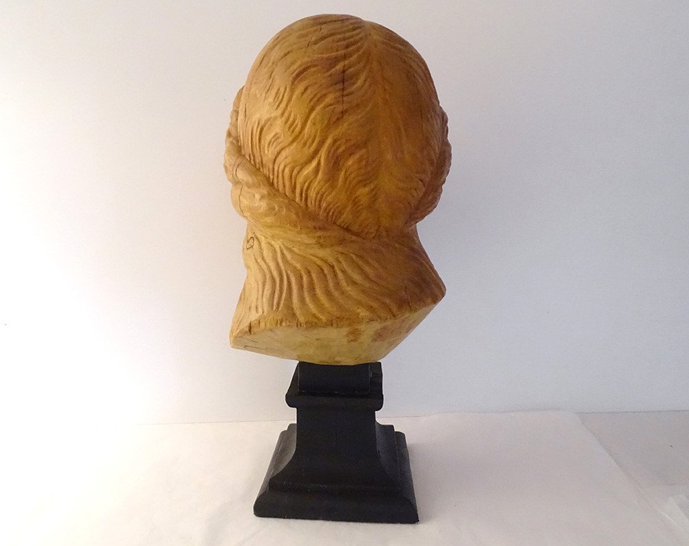 Sculpture tête jeune femme Aphrodite bois naturel sculpté fin XIXème siècle-photo-2