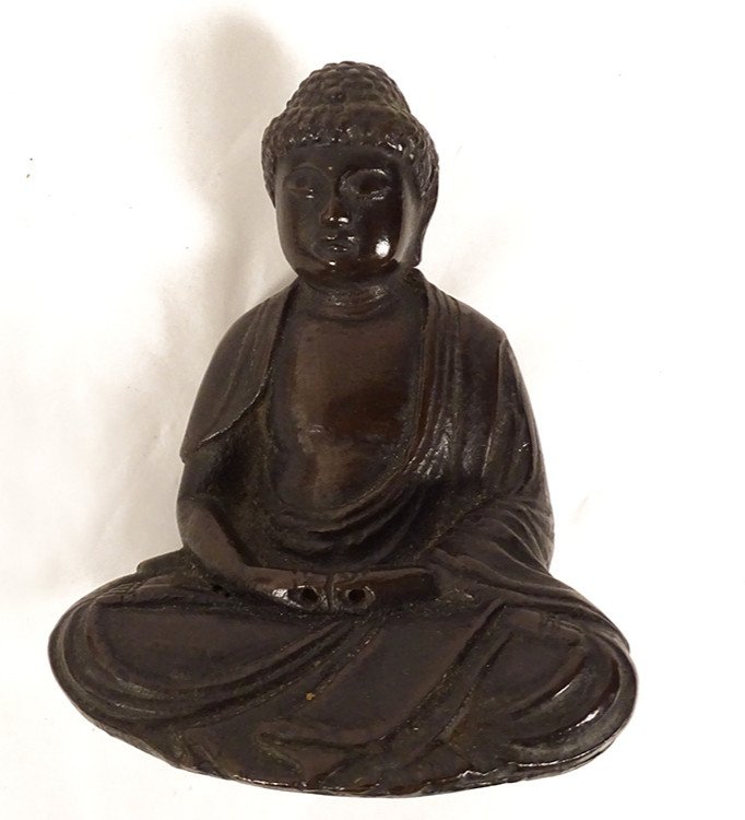 Sculpture Bronze Bouddha Amitabha Assis Padmasana Bouddhisme Tibet XIXème