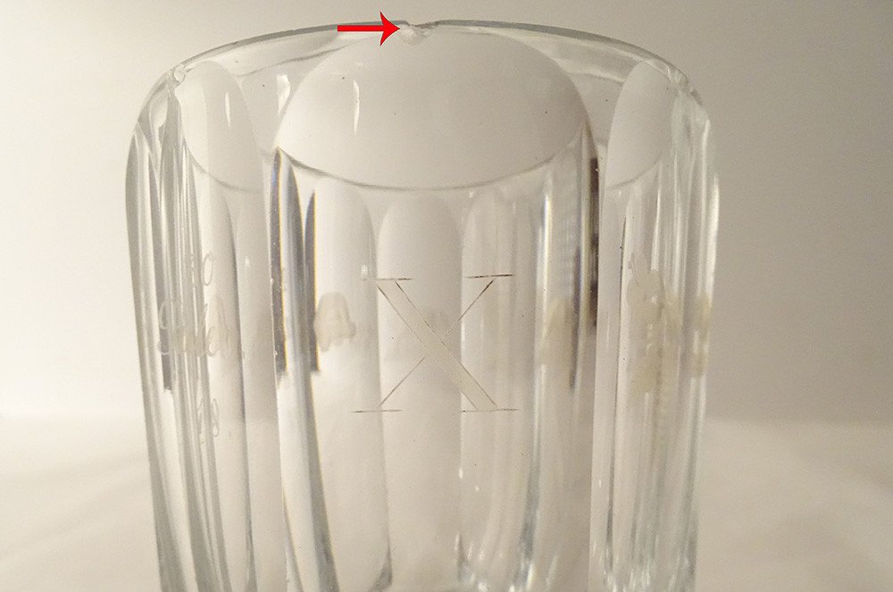 Charles X Carved Crystal Travel Tumbler Leather Case Chalice Grapes Nineteenth-photo-3