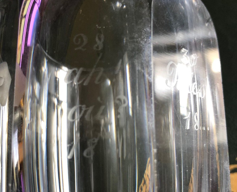Gobelet Voyage Cristal Taillé Charles X étui Cuir Calice Raisins XIXème-photo-8