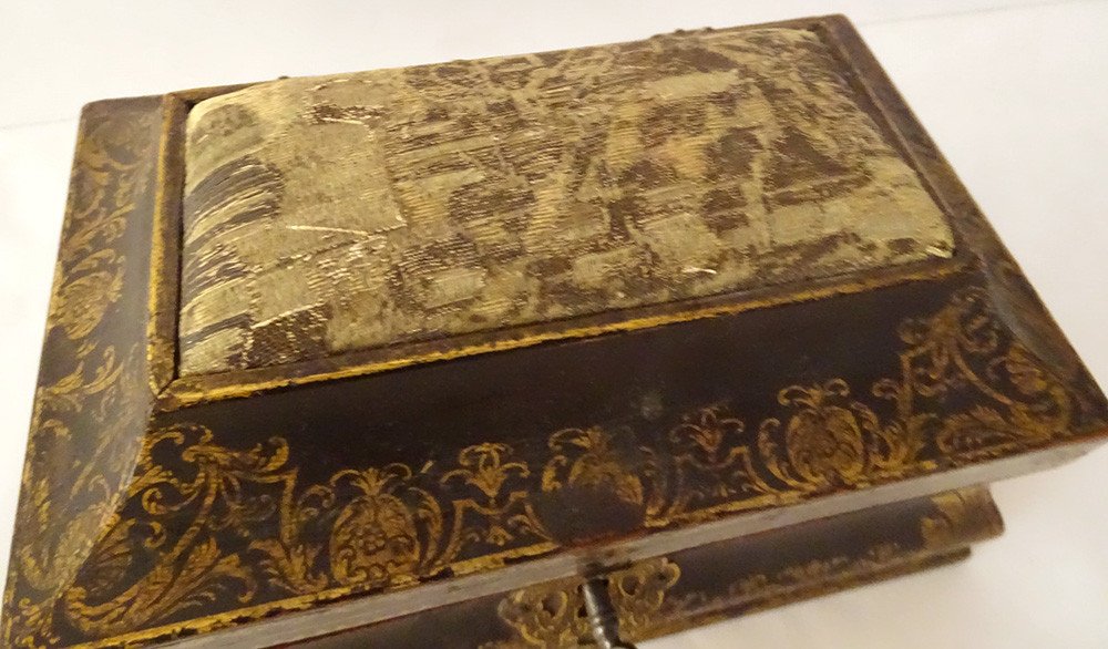 Box Sewing Box Lacquered Wood Gilding Bronze Eighteenth Century-photo-2