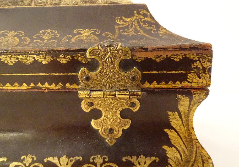 Box Sewing Box Lacquered Wood Gilding Bronze Eighteenth Century-photo-2