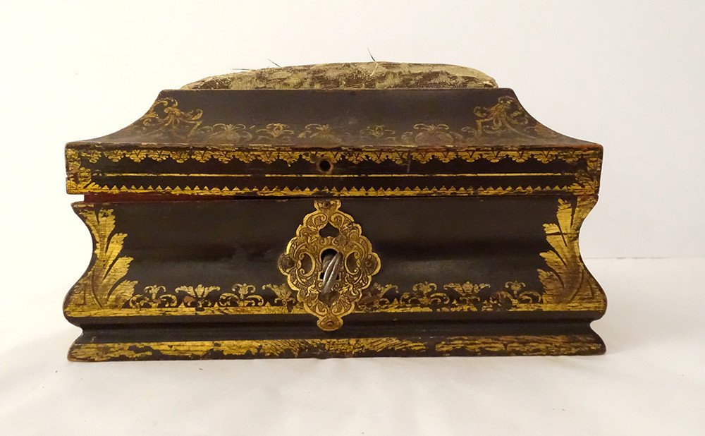 Box Sewing Box Lacquered Wood Gilding Bronze Eighteenth Century-photo-4