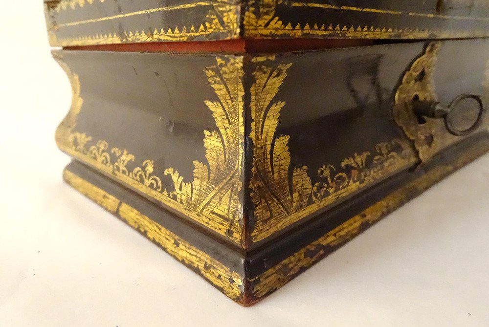 Box Sewing Box Lacquered Wood Gilding Bronze Eighteenth Century-photo-5