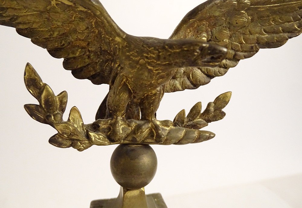 Thermomètre Marbre Laiton Bronze Doré Aigle Obélisque 1900 Fin XIXè Siècle-photo-4