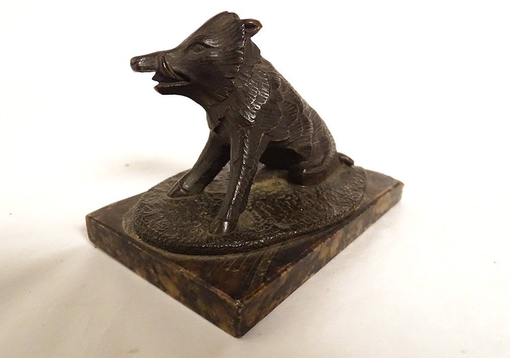 Small Sculpture Paperweight Bronze Boar Marble XIXth Century-photo-4