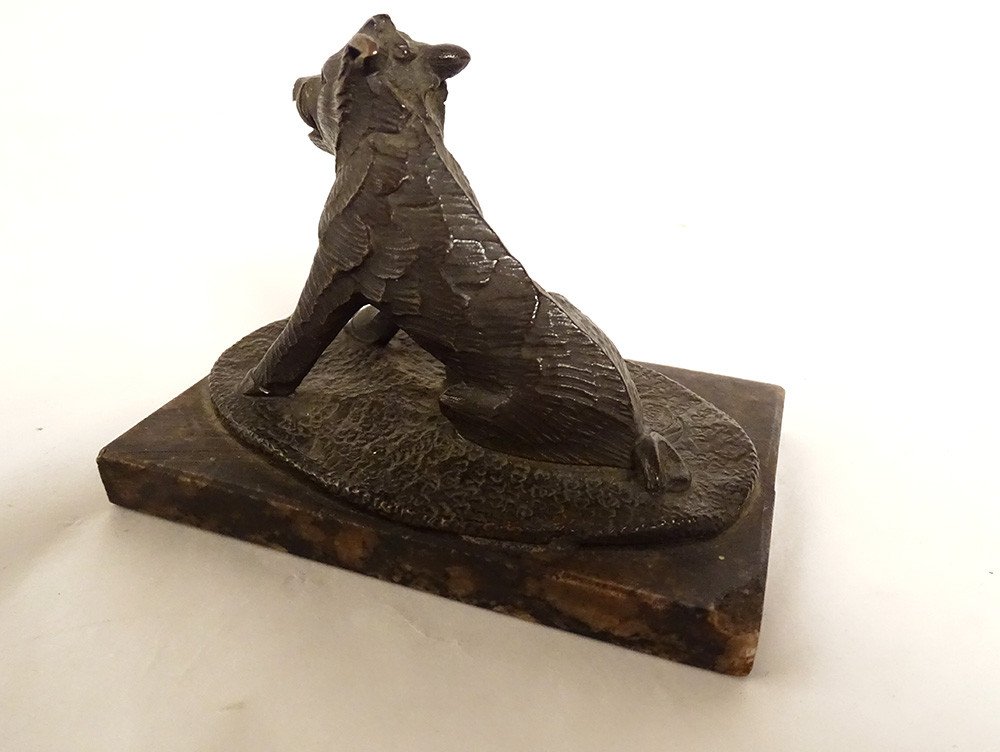 Small Sculpture Paperweight Bronze Boar Marble XIXth Century-photo-1