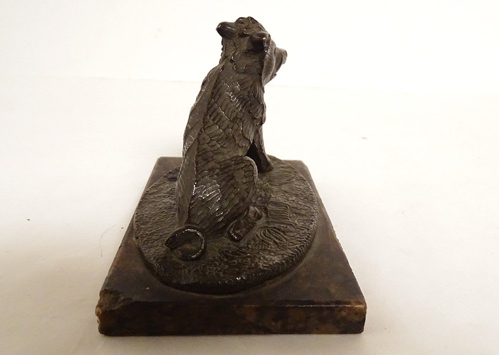 Petite Sculpture Presse-papier Bronze Sanglier Marbre XIXème Siècle-photo-2