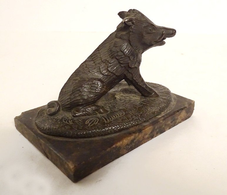 Small Sculpture Paperweight Bronze Boar Marble XIXth Century