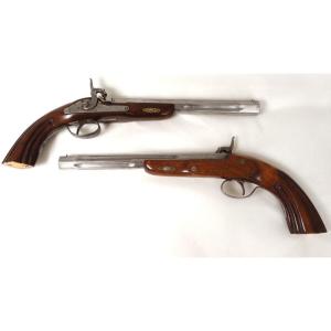 Pair Of Duel Piston Powder Pistols Lepage Jukar Spain 20th Century