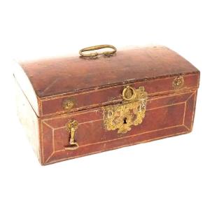 Messenger Box In Gilded Leather And Gilded Brass, Late 17th Century