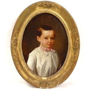 HSP Tableau Hippolyte Coté Portrait Jeune Garçon Enfant Cadre Doré XIXème