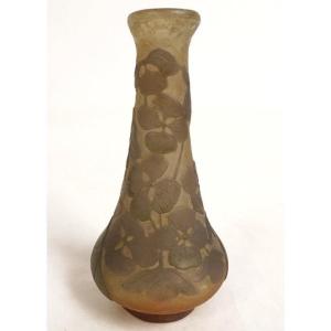 Petit Vase Pâte de Verre Emile Gallé Fleurs Abutilons Art Nouveau XIXème