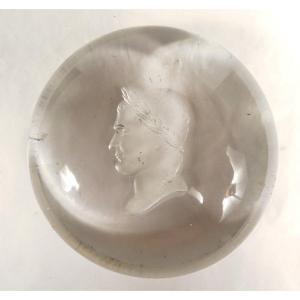 Boule Presse-papier Sulfure Cristal Portrait Napoléon Ier Empereur XIXème