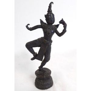 Sculpture Statuette Bronze Dancer Apsara Khmer Cambodia Thailand Nineteenth