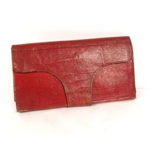 Satchel Pouch Document Holder Red Morocco Leather Bellows XIXth Century