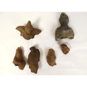Lot 6 Petites Statuettes Gallo-romaines Terre Cuite Femme Déesse Collection