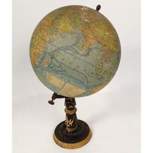 Terrestrial Globe World Map Geographer J. Forest 17-19 Rue Buci Paris 20th