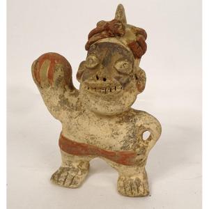 Pre-columbian Anthropomorphic Statuette Pelota Player Jalisco Mexico Earth