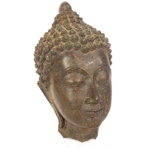 Sculpture Bronze Statue Bouddhiste Tête Bouddha Thaïlande XVIIè XVIIIème