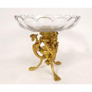 Neo-gothic Gilt Bronze Cup Chimeras Crystal Cup Baccarat Napiii 19th Century