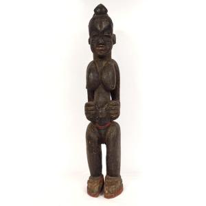 Statuette Africaine Fertilité Bois Sculpté Femme Sénoufo Côte d'Ivoire XXè