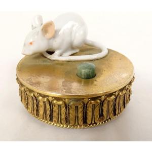 Table Bell Mouse Service Gilt Bronze White Porcelain 20th Century