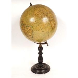 Globe Terrestrial Sphere World Map Barbot Geographer Ikelmer Paris Wood 19th