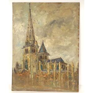 Hsp Robert Leparmentier View Of Saint-tugdual Cathedral Tréguier Brittany 20th Century