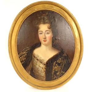 Hst Oval Portrait Marie Anne De Bourbon Mademoiselle De Blois Conti XVIIIth