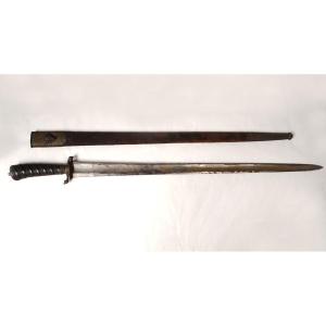 Vénerie Hunting Dagger Knife Bronze Horn Sheath Wolf Head 19th Century