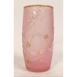 Small Frosted Glass Vase With Gold Gui Decor Daum Nancy Art Nouveau Late 19th Century