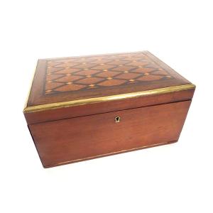 Cigar Box Mahogany Wood Box Rosewood Marquetry 19th Century