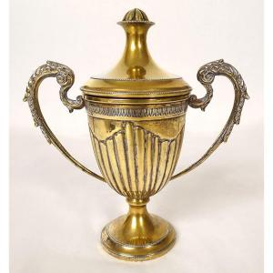 Sucrier coupe couverte argent vermeillé Italie Florence 231gr XXème siècle