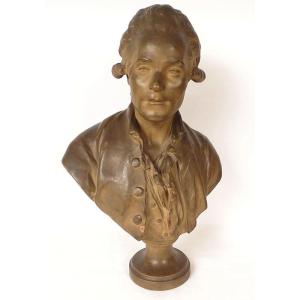 Sculpture buste Robespierre d'ap. Jean-Antoine Houdon terre cuite XIXème