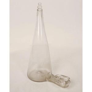 Abreuvoir à oiseaux ancien verre soufflé XVIIIème siècle