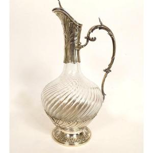 Aiguière Louis XV argent massif Minerve rocaille cristal torsadé XIXème