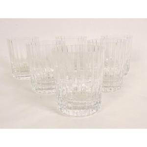 6 verres à whisky gobelets cristal taillé Baccarat France Harmonie XXème