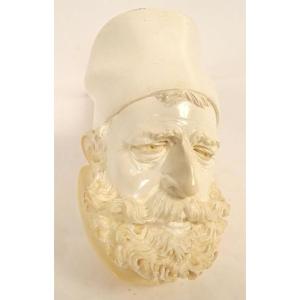 Meerschaum Pipe With Orientalist Head, Zouave, Sultan, Amber, Guyot Collection, 20th Century