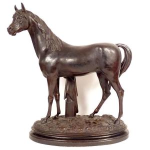 19th Century Terracotta Sculpture Of A Thoroughbred Racing Horse, Animal Stallion